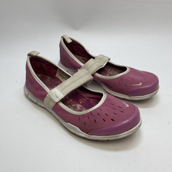 Y2K Nike Mary Jane Shoes Slip On Women's Size 7 US White / Pink Ballerina Casual - Picture 1 of 16